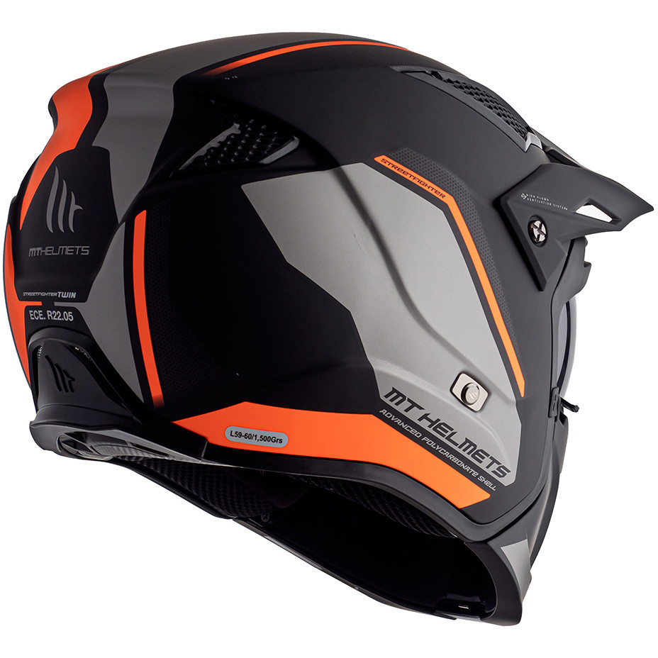 Motorcycle Helmet Trial Mt Helmet STREETFIGHTER Exrta Sv TWIN C4 Orange Fluo Opaque