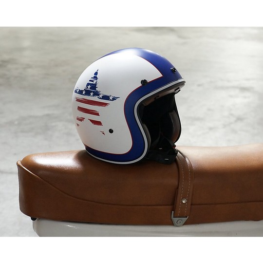 Motorcycle Helmet Vintage Jet Custom in Fiber Cgm 170 DISCOVERY Matt White