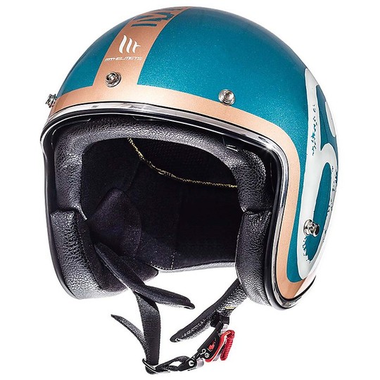 Motorcycle Helmet Vintage Jet Helmet MT Helmets Le Mans SV 2 HIPSTER A0 Green
