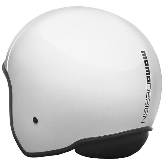Motorcycle Helmet Vintage Jet Momo Design ZERO PURE Mono White Quartz Decal Black