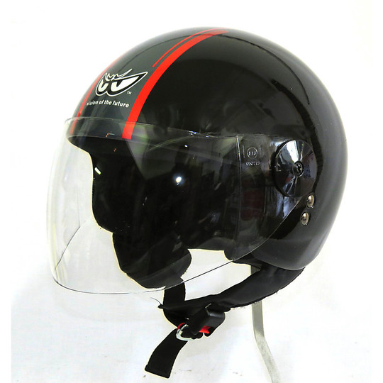 Motorcycle Helmet Visor Berik With Jet Black Red Logo