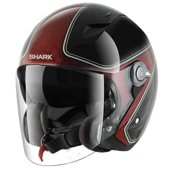 Motorcycle helmet visor Double Jet Shark RSJ SASSY Black Red Glitterato