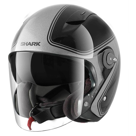 Motorcycle helmet visor Double Jet Shark RSJ SASSY Black Silver glittered