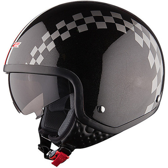 Motorcycle helmet visor Integrated jet LS2 OF561 Black Dinoco