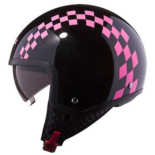 Motorcycle helmet visor Integrated jet LS2 OF561 Dinoco Rosa