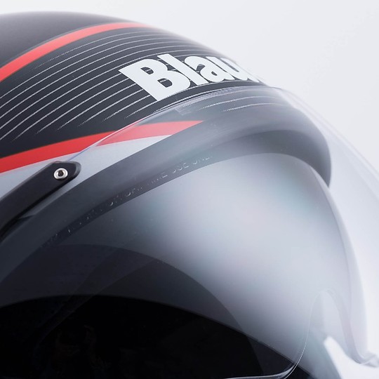 Motorcycle Helmet Visor Jet Double Fiber Blauer POD Black Matte Red