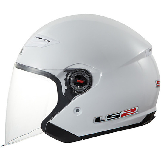Motorcycle Helmet Visor Jet ls2 OF569 Rock Long Glossy White