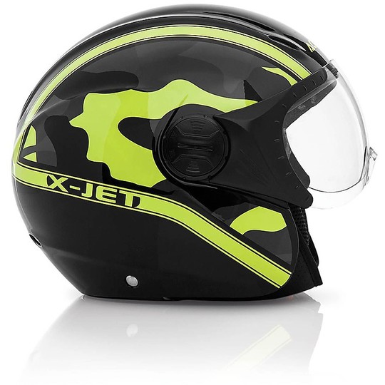 Motorcycle Helmet Visor With Jet Acerbis X-Jet On Bike Black Yellow
