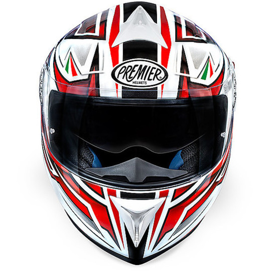 Motorcycle Helmet voller Premier Engel ZR8 White / Red Dual-Visor