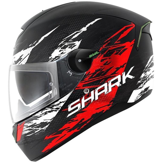 Motorcycle Helmet With Integral LED Shark Skwal ELLIPSE Black Red White