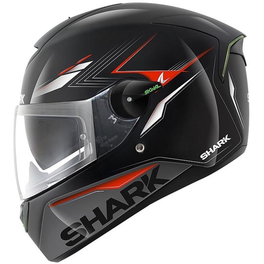 Motorcycle Helmet With Integral LED Shark Skwal MATADOR Black Red Silver