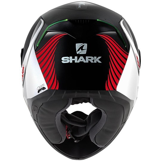 Motorcycle Helmet With Integral LED Shark Skwal spinax Black White Red