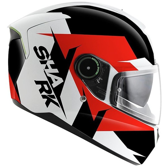 Motorcycle Helmet With Integral LED Shark Skwal STICKING White Black Red