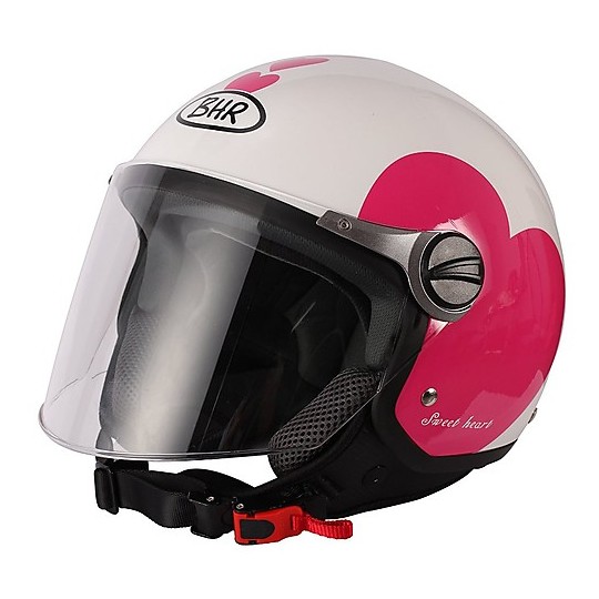 Motorcycle helmet with visor Jer Long BHR 710 Coloring Love White