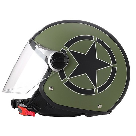 Motorcycle helmet with visor Jer Long BHR 710 Coloring Star Green