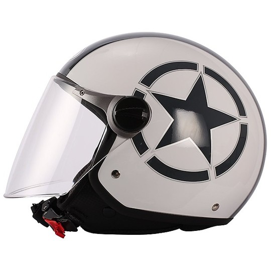 Motorcycle helmet with visor Jer Long BHR 710 Coloring Star White