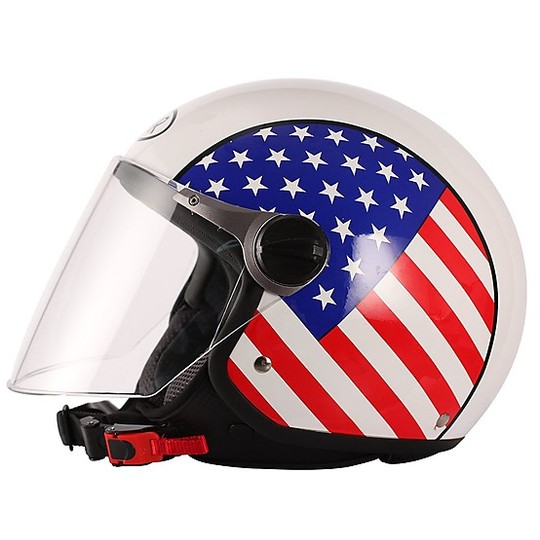 BHR Helm 710 Demi Jet Open Face Helmets USA Flag Multi-Colored 53/54 