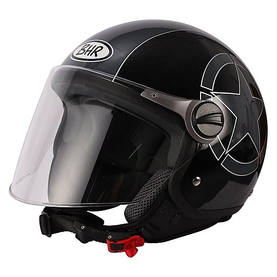 Motorcycle helmet with visor Jer Long BHR 710 Colouring Black Star