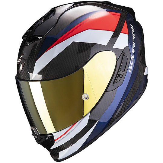 Motorcycle Integral Helmet Scorpion Carbon EXO 1400 Carbon Air LEGIONE Red Blue