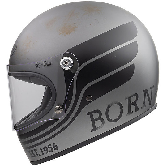Motorcycle Integral Helmet Vintage 70s Premier Trophy BTR17 BM Matt Black Gray