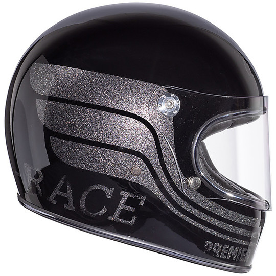 Motorcycle Integral Helmet Vintage 70s Premier Trophy BTR9 Black Gray