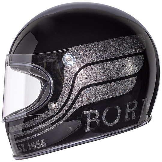Motorcycle Integral Helmet Vintage 70s Premier Trophy BTR9 Black Gray