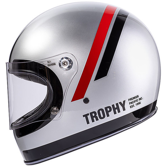 Motorcycle Integral Helmet Vintage 70s Premier Trophy DO Chromed Gray