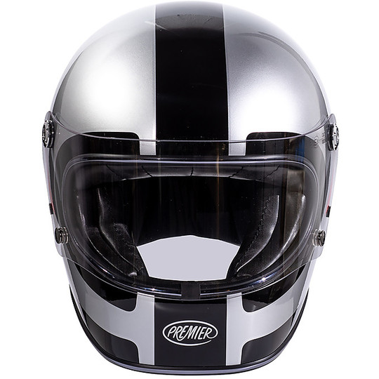 Motorcycle Integral Helmet Vintage 70s Premier Trophy DO Chromed Gray
