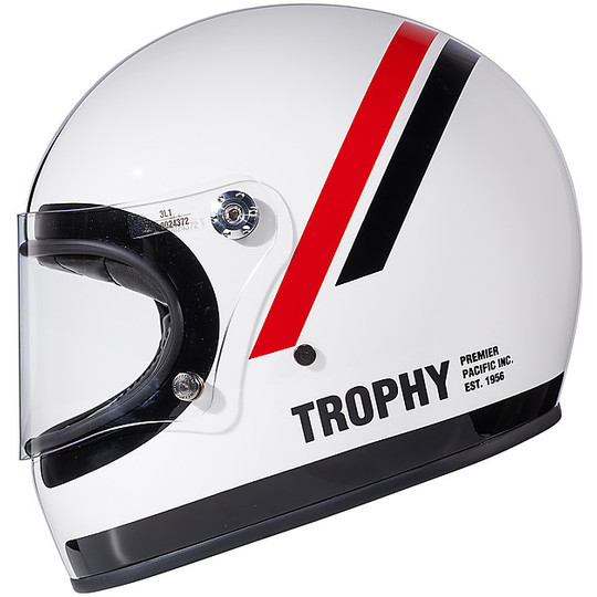 Motorcycle Integral Helmet Vintage 70s Premier Trophy DO8 Glossy White