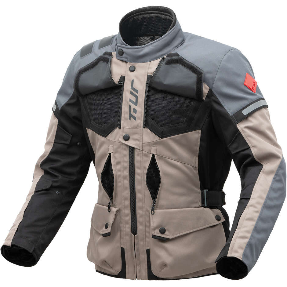 Motorcycle Jacket 3 Layers T-ur WAYPOINT Dark Gray Sand