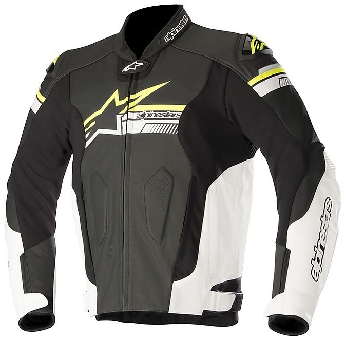 Motorcycle Jacket Alpinestars Fuji Black White Yellow Fluo For