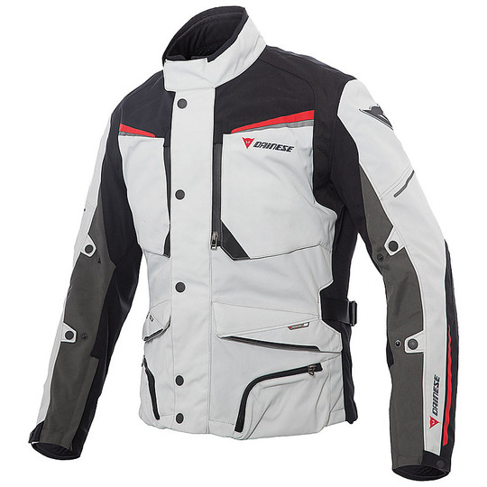 Motorcycle Jacket Dainese Fabric Sandstorm Gore-Tex Glacier Gray Red