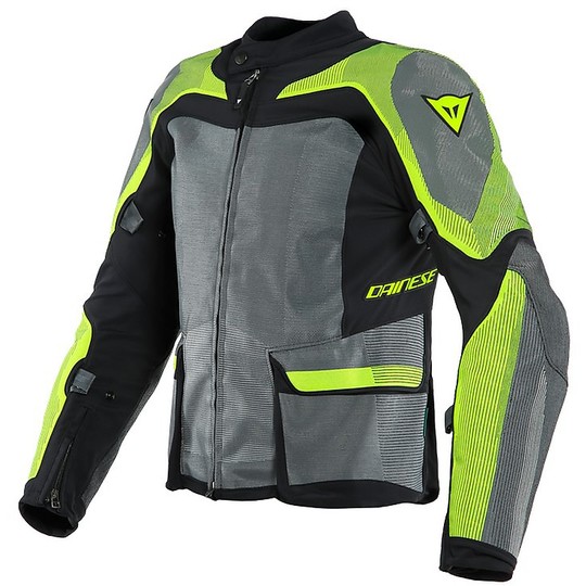 Motorcycle Jacket Dainese Fabric SOLARYS TEX Black Anthracite Yellow Fluo