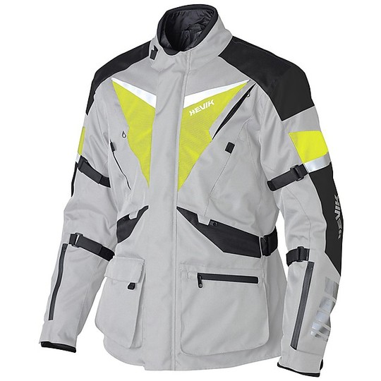 Motorcycle Jacket Fabric 3-Layer Model Hevik Namib W-ST Grey Fluo