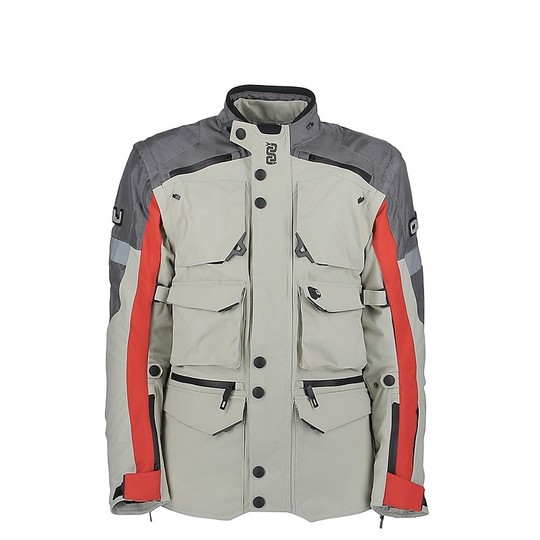 Motorcycle Jacket Fabric 4 Seasons OJ DESERT EXTREME Gray Red