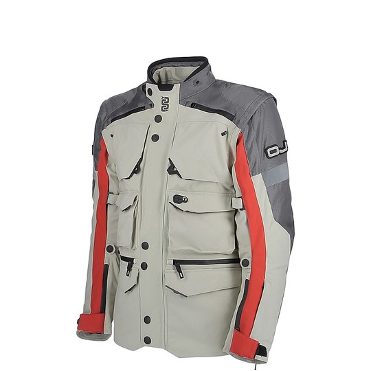 Motorcycle Jacket Fabric 4 Seasons OJ DESERT EXTREME Gray Red