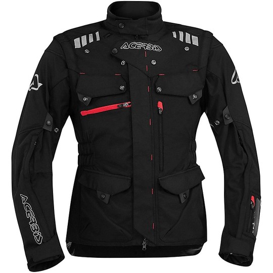 Motorcycle Jacket Fabric Acerbis Adventure Touring Detachable sleeves Black