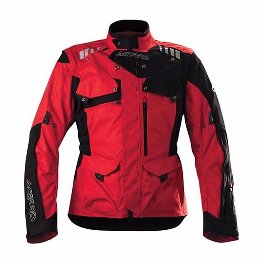 Motorcycle Jacket Fabric Acerbis Adventure Touring Detachable Sleeves Red Black