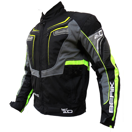 Motorcycle Jacket Fabric Berik 2.0 Model 10392 Sport Black Fluorescent Yellow Novita 2015
