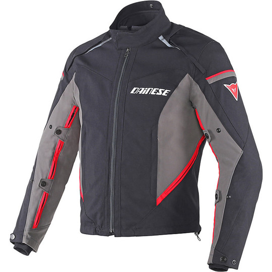 Motorcycle Jacket Fabric Dainese Rainsun Black / Dark Gull / Red