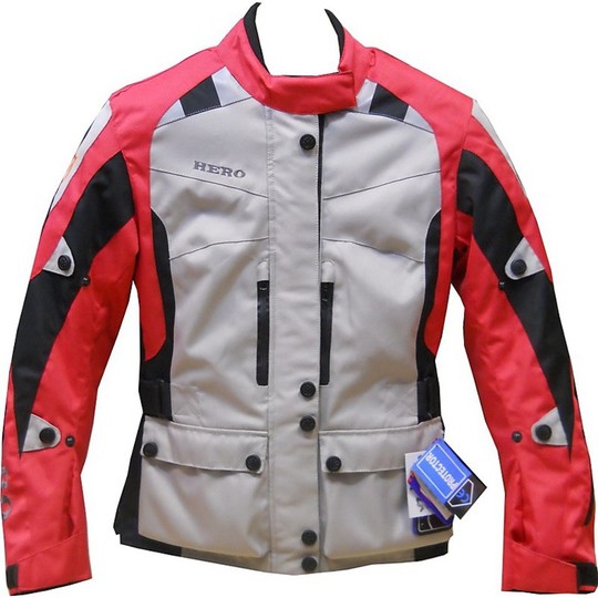 Motorcycle Jacket Female Hero in Fabric Technician 4 Seasons 1008 KANJI White Red