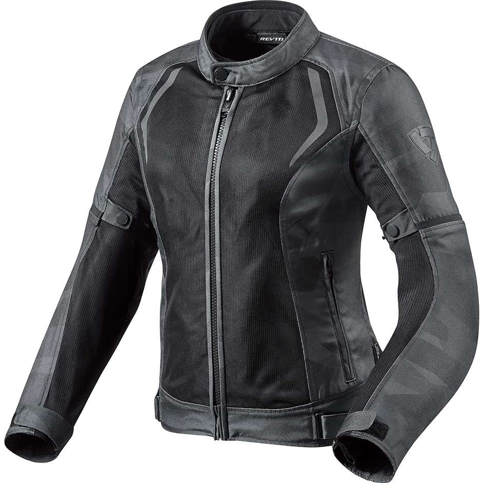 Motorcycle Jacket for Women Perforated Rev'it TORQUE LADY Camo Black Gray