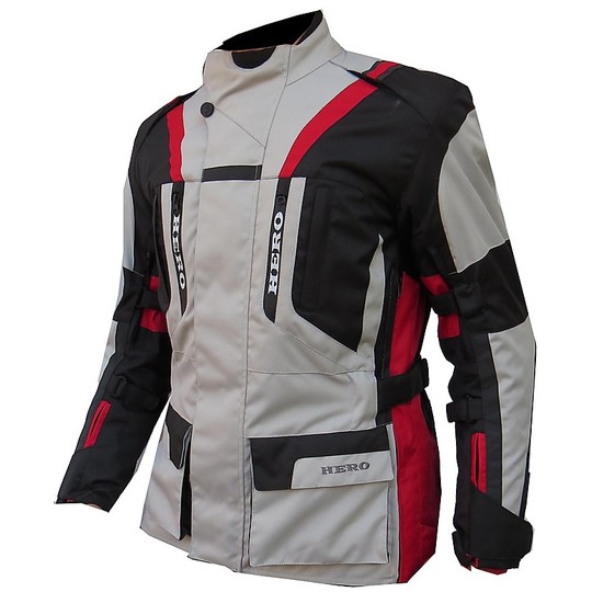 Motorcycle Jacket Hero Fabric Technician 4 Seasons HR 899 White Black Red