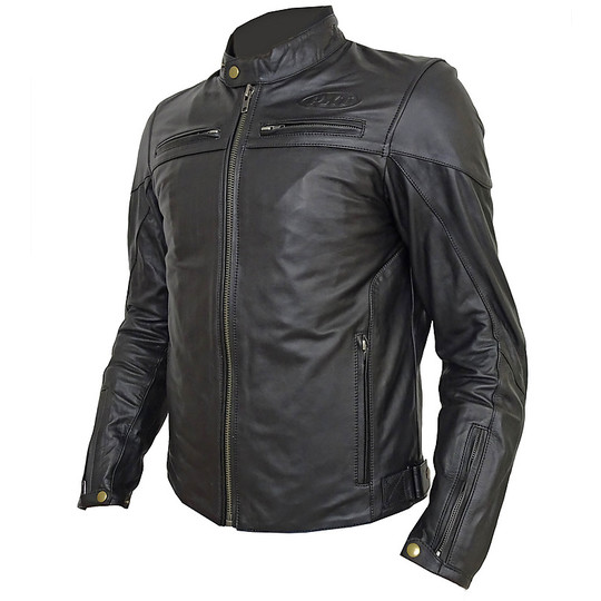 Motorcycle Jacket in 100% Soft Genuine Leather PXT Hunter Total Black