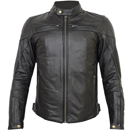 Motorcycle Jacket in 100% Soft Genuine Leather PXT Hunter Total Black ...