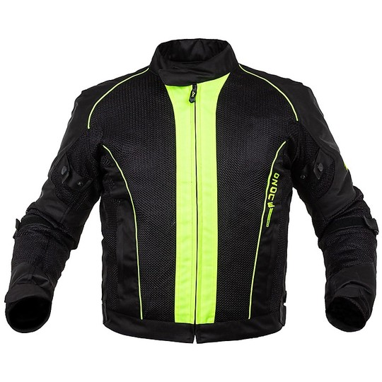 Motorcycle Jacket In A-Pro Summer Perforated OZONE Fabric Black Yellow Fluo