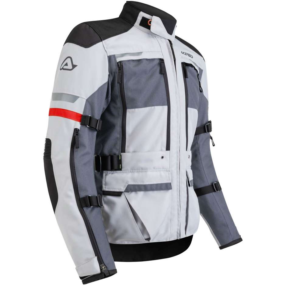 Motorcycle Jacket in Acerbis X-Tour Light Gray Fabric Touring