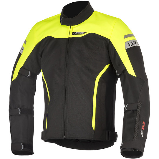 Motorcycle Jacket in Alpinestars Fabric Leonis Drystar Black Yellow Fluo
