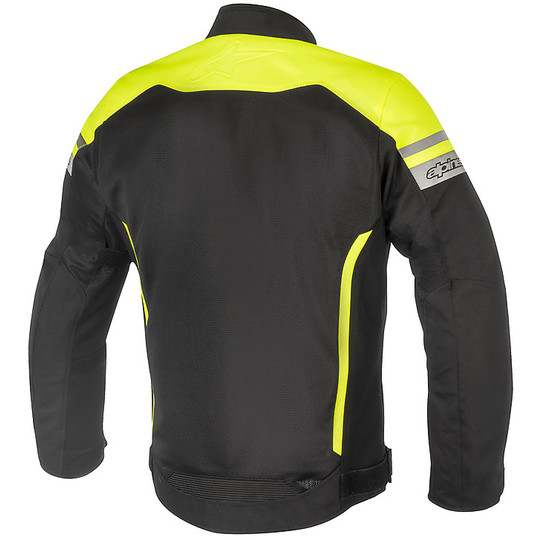 Motorcycle Jacket in Alpinestars Fabric Leonis Drystar Black Yellow Fluo
