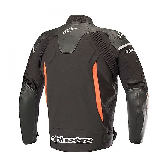 Motorcycle Jacket In Alpinestars SP X leather Black Red Fluo